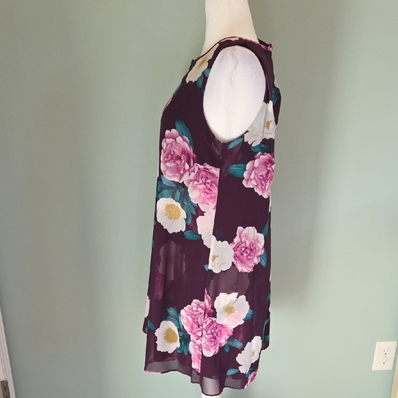 Jessica Howard Floral Midi Dress Purple With White And Pink Flowers Women's 14P - Picture 5 of 11